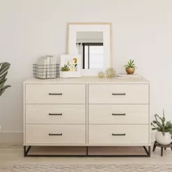 Kelly 6 Drawers Dresser Ivory Oak - Novogratz