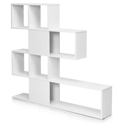 Tangkula 5-Shelf Modern Ladder Corner Bookshelf Display Storage Rack For Home&Office - Image 7