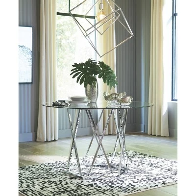 Madanere Round Dining Room Table Chrome - Signature Design By Ashley