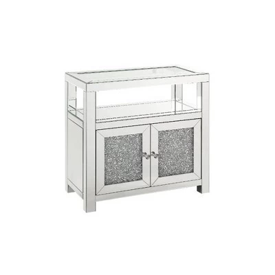 32" Noralie Cabinet Clear Glass/Mirrored/Faux Diamonds - Acme Furniture - Image 4