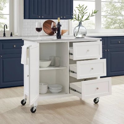 Soren Stainless Steel Top Kitchen Island/Cart Stainless Steel /White - Crosley - Image 3