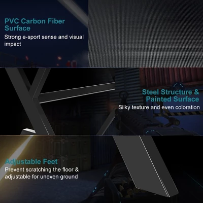 Costway X-Shaped Gaming Desk & Racing Style Massage Chair Set Home Office Black+White/Blue/Grey/Red - Image 5