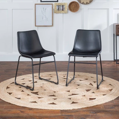 Set Of 2 Laslo Modern Upholstered Faux Leather Dining Chairs - Saracina Home - Image 7