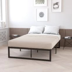 Emma And Oliver 14" Platform Bed Frame & 12" Mattress In A Box - No Box Spring Required