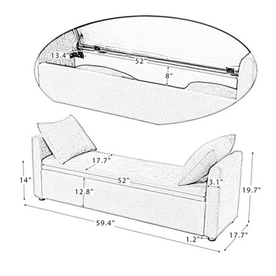 Pedro 59.4" Wide Storage Bench | ARTFUL LIVING DESIGN - Image 9