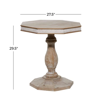 Farmhouse Whitewashed Wood Accent Table Brown - Olivia & May - Image 6