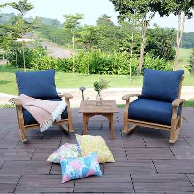 Caterina Teak Patio Rocking Chair With Cushion - Cambridge Casual - Image 3