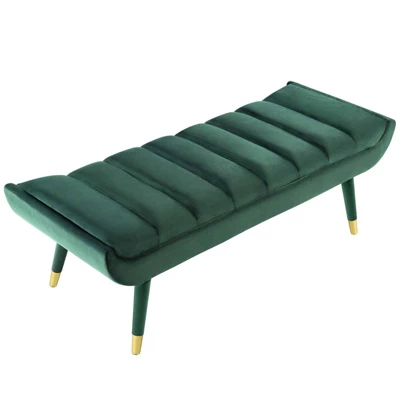 Guess Channel Tufted Performance Velvet Accent Bench Green - Modway - Image 2