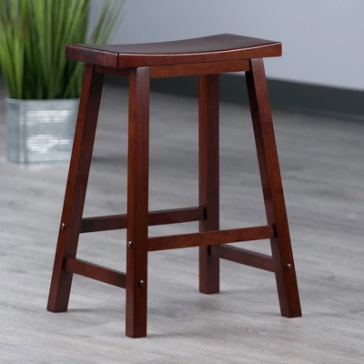 Saddle Seat 24" Counter Height Barstool Hardwood/Walnut - Winsome - Image 6