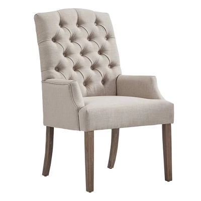 Raghnaid Distressed Tufted Linen Dining Chair - Inspire Q - Image 9