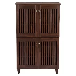 Fernanda Modern And Contemporary 4-Door Wooden Entryway Shoes Storage Tall Cabinet - Oak Brown - Baxton Studio