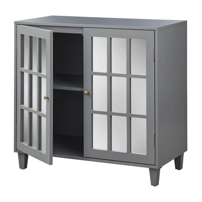 Matteo Mirrored Door Cabinet Charcoal Gray - Lifestorey - Image 4