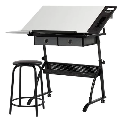 Core Drawing Table And Stool Set Charcoal Black/White - Studio Designs - Image 5
