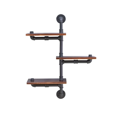 31.1" X 24.2" 3 Tier Industrial Pipe Wall Shelf Brown/Black - Danya B. - Image 4