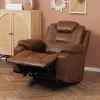 HOMCOM Overstuffed Manual Recliner Chair With Thick Sponge Padded Headrest And Armrest, And Rocking Function, Brown