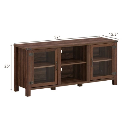 Costway TV Stand Entertainment Center For TV's Up To 65'' W/ Storage Cabinets Walnut