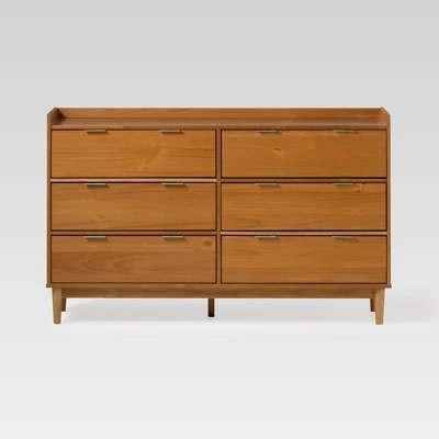 Mid-Century Modern Solid Wood 6 Drawer Double Dresser - Saracina Home - Image 19