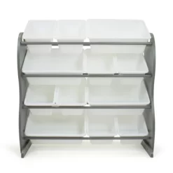 Inspire Contour Toy Storage Organizer With 12 Storage Bins Gray/White - Humble Crew
