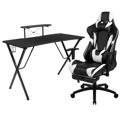Flash Furniture Gaming Desk And Footrest Reclining Gaming Chair Set With Cup Holder, Headphone Hook, And Monitor/Smartphone Stand - Image 11