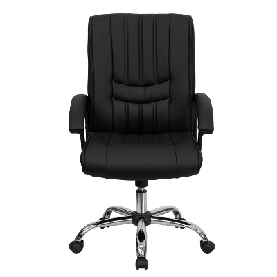 Flash Furniture Mid-Back Black LeatherSoft Swivel Manager's Office Chair With Arms - Image 8