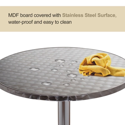 HomCom 24 Inch Round Bar Table 43" H Adjustable Stainless Steel Top Aluminum Frame Home Pub Bistro - Image 5
