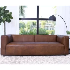 Alexander Top Grain Leather Sofa Brown - Abbyson Living