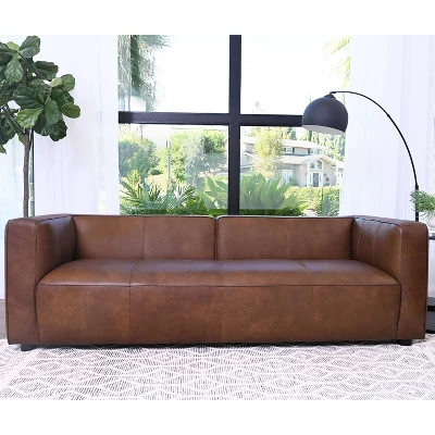 Alexander Top Grain Leather Sofa Brown - Abbyson Living