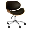 Daphne Faux Leather Chrome Office Chair Black/Walnut - Armen Living