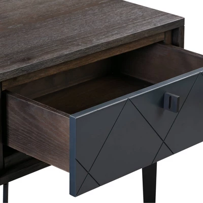 Cross Solid Oak And Metal Nightstand Dark Gray - Armen Living - Image 4