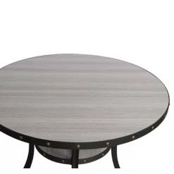 48" Round Wooden Dining Table With Flared Legs Gray - Benzara