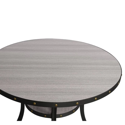 48" Round Wooden Dining Table With Flared Legs Gray - Benzara