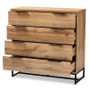 Reid Wood And Metal 4 Drawer Dresser Oak/Black - Baxton Studio