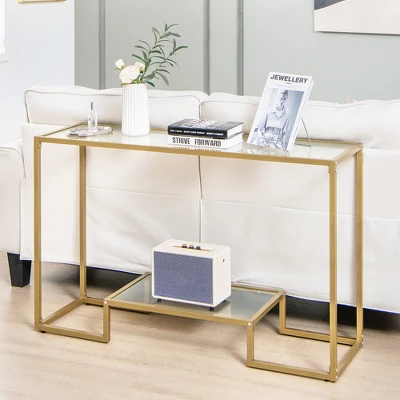 Costway 48'' 2-Tier Console Entryway Behind Couch Table For Living Room Hallway