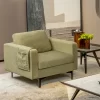 Costway Modern Linen Fabric Accent Armchair Single Sofa W/ Side Storage Pocket