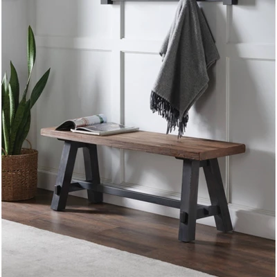 48" Odin Solid Wood Bench Black - Alaterre Furniture