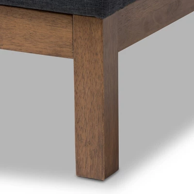Louvain Modern And Contemporary Fabric Upholstered Walnut - Finished Platform Bed Dark Gray - Baxton Studio - Image 4