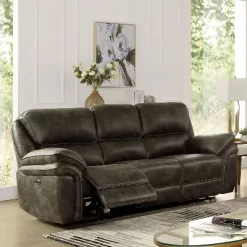 Nisbet Power Reclining Leather Sofa With USB Charger Mocha - HOMES: Inside + Out