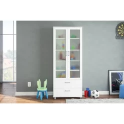 Livramento 2 Door Bookcase White - Polifurniture
