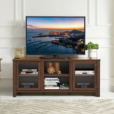 Costway TV Stand Entertainment Center For TV's Up To 65'' W/ Storage Cabinets Walnut - Image 3